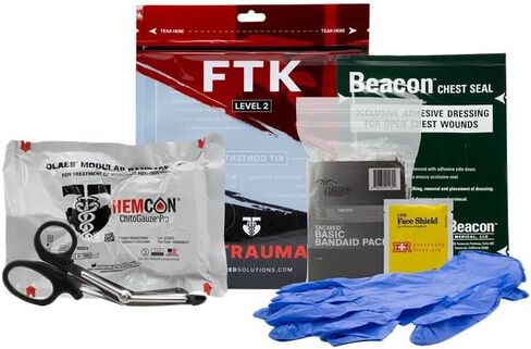 TacMed Solutions Field Trauma Kit Level 2, (FTK) Compact Trauma Waterproof Kit with OLAES Hemostatic Bandage, Chest Seal, and Trauma Shears in Kuwait