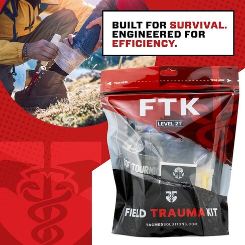 TacMed Solutions Field Trauma Kit Level 2, (FTK) Compact Trauma Waterproof Kit with OLAES Hemostatic Bandage, Chest Seal, and Trauma Shears in Kuwait