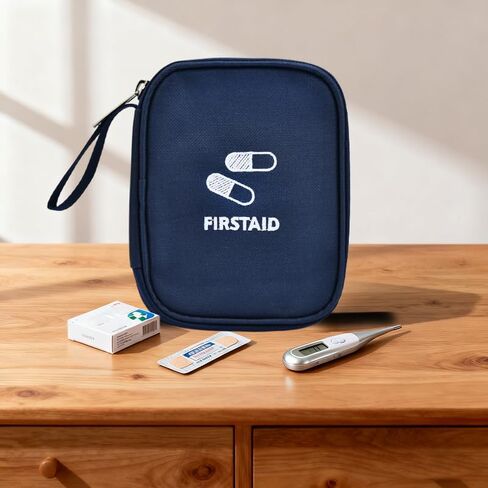 Mini First Aid Kit Portable Waterproof Oxford Zipper Pouch Small Travel Medical Bag Blue Medicine Bag Empty Medicine Pill Pocket for Outdoor Hiking Survival Supplies Essential Emergency Accessories in Saudi Arabia