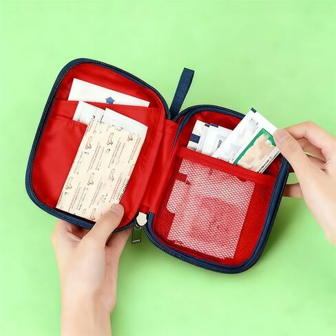 Mini First Aid Kit Portable Waterproof Oxford Zipper Pouch Small Travel Medical Bag Blue Medicine Bag Empty Medicine Pill Pocket for Outdoor Hiking Survival Supplies Essential Emergency Accessories in Saudi Arabia