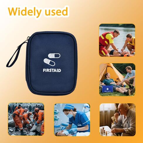 Mini First Aid Kit Portable Waterproof Oxford Zipper Pouch Small Travel Medical Bag Blue Medicine Bag Empty Medicine Pill Pocket for Outdoor Hiking Survival Supplies Essential Emergency Accessories in Saudi Arabia