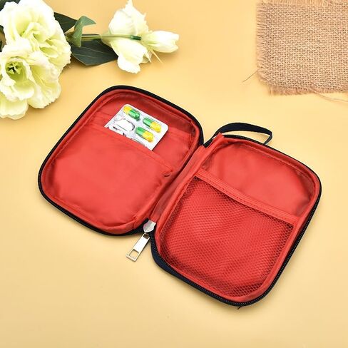 Mini First Aid Kit Portable Waterproof Oxford Zipper Pouch Small Travel Medical Bag Blue Medicine Bag Empty Medicine Pill Pocket for Outdoor Hiking Survival Supplies Essential Emergency Accessories in Saudi Arabia