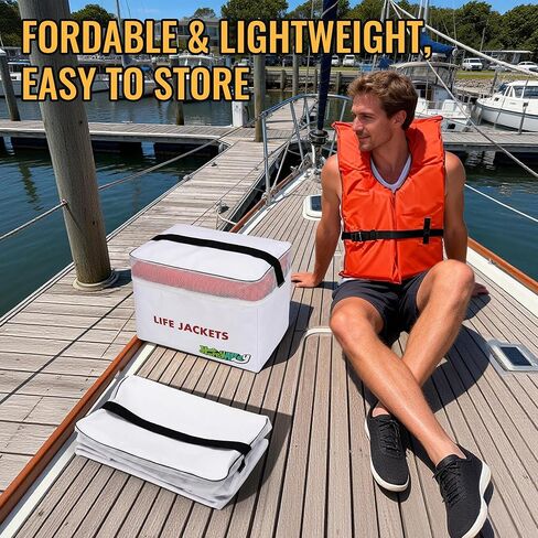 Heavy Duty Life Vest Storage Bag, White Oxford Life Jacket Storage Bag with Carrying Handle, Fits 6 Type II Jackets for Boat, Kayak & Marine Safety Gear, Durable & Waterproof in Kuwait