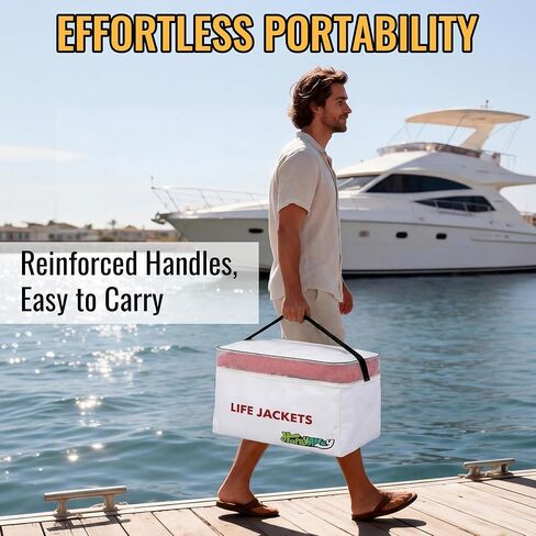 Heavy Duty Life Vest Storage Bag, White Oxford Life Jacket Storage Bag with Carrying Handle, Fits 6 Type II Jackets for Boat, Kayak & Marine Safety Gear, Durable & Waterproof in Kuwait