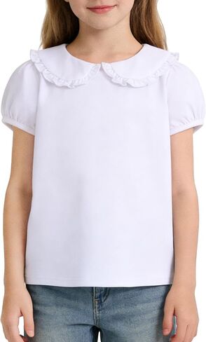 Magic Park 12M-5T Baby Girl Short Sleeve T-Shirt Toddler Ruffle Blouse Kid Solid Color Tee Casual Tops Holiday Clothes in Kuwait