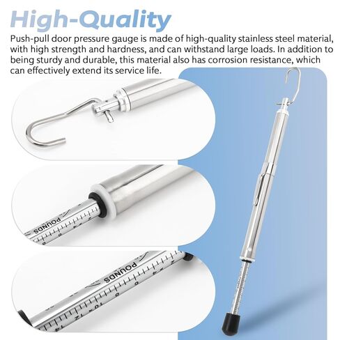 Door Pressure Gauge 0-35 Lbs for Meets ADA Requirement Door Test Tool, Door Pressure Gauge Push-Pull Force Tester with Plastic Protective Tube in Kuwait