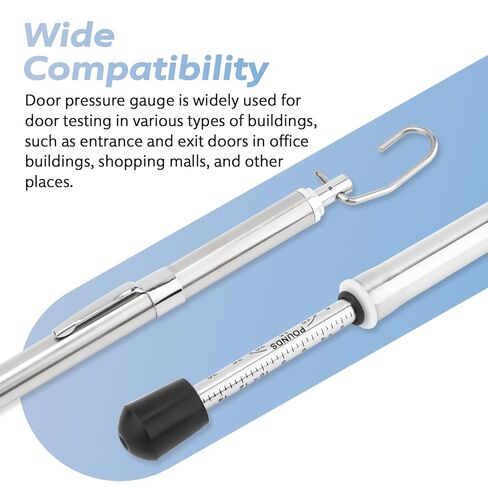 Door Pressure Gauge 0-35 Lbs for Meets ADA Requirement Door Test Tool, Door Pressure Gauge Push-Pull Force Tester with Plastic Protective Tube in Kuwait
