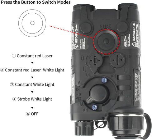 ليزر Airsoft PEQ التكتيكي مع 4 أوضاع، تهدف إلى رؤية ليزر حمراء مع مفتاح ضغط عن بعد بقابس 2.5 مم، رؤية ليزر لصندوق PEQ لـ AEG GBB CQB، مناسب لسكك Picatinny مقاس 20 مم in Kuwait