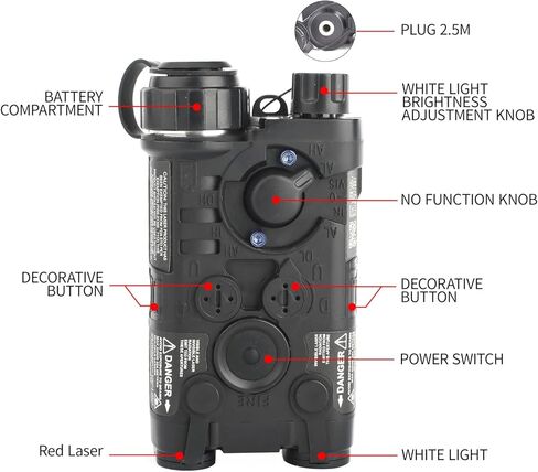 ليزر Airsoft PEQ التكتيكي مع 4 أوضاع، تهدف إلى رؤية ليزر حمراء مع مفتاح ضغط عن بعد بقابس 2.5 مم، رؤية ليزر لصندوق PEQ لـ AEG GBB CQB، مناسب لسكك Picatinny مقاس 20 مم in Kuwait