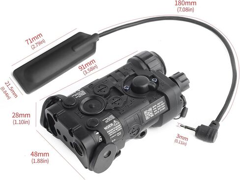 ليزر Airsoft PEQ التكتيكي مع 4 أوضاع، تهدف إلى رؤية ليزر حمراء مع مفتاح ضغط عن بعد بقابس 2.5 مم، رؤية ليزر لصندوق PEQ لـ AEG GBB CQB، مناسب لسكك Picatinny مقاس 20 مم in Kuwait