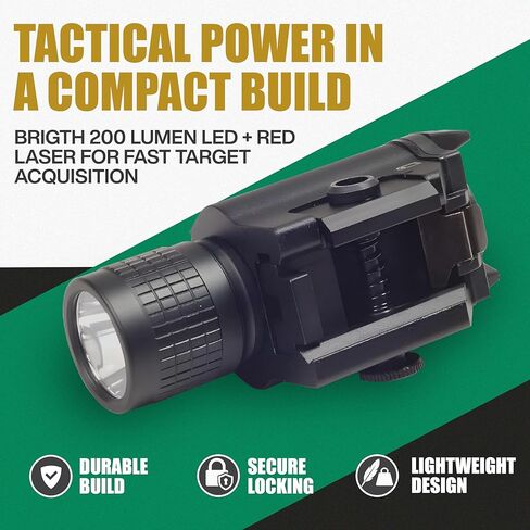 Ade Advanced Optics تكتيكي مدمج للسكك الحديدية منظار ليزر أحمر - مجموعة مصابيح LED 200 لومن - ملحق السكك الحديدية Picatinny صغير الحجم للحصول على الهدف بسرعة in Saudi Arabia