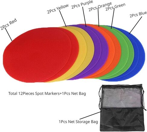 12Pcs Round Rubber Sports Marker Poly Vinyl Spot Markers Drills Training Football Basketball Speed Agility Training 9 in in Kuwait