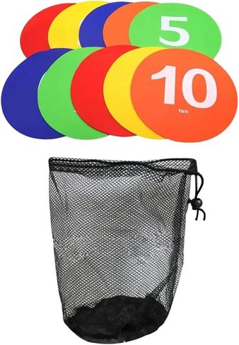 10 Pieces Numbered Floor Spots Markers with Storage Bag Round Floor Spot for Sport Activities Agility Drills Field Basketball in Kuwait