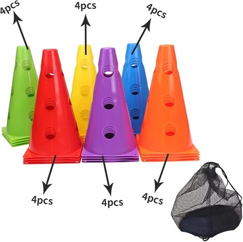 Soccer Cones for Training 24PCS Durable Mark Cones Football Agility Training Sport with Hole in Saudi Arabia