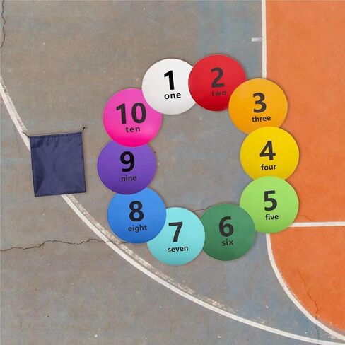 10 Pieces Numbered Spot Markers Multicolor 12 inch Flat Cones for Basketball Sport Activities Agility Training Gym in Kuwait