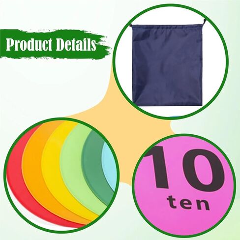 10 Pieces Numbered Spot Markers Multicolor 12 inch Flat Cones for Basketball Sport Activities Agility Training Gym in Kuwait
