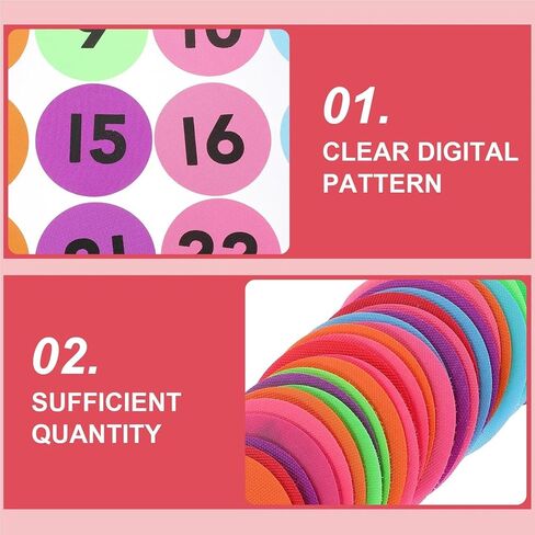 2sets 36Pcs Self-Adhesive Number Stickers Colored Marking Labels for Classroom Floor Office Home Organization and Identification in Kuwait