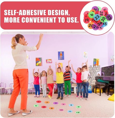2sets 36Pcs Self-Adhesive Number Stickers Colored Marking Labels for Classroom Floor Office Home Organization and Identification in Kuwait