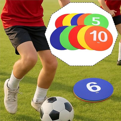 10Pcs/Set Flat Cones Spots Markers Floor Spots Agility Dots Anti Slip Court Marking Gym Accessories for Sports Training Soccer in Kuwait