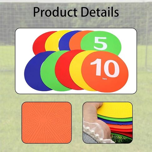 10Pcs/Set Flat Cones Spots Markers Floor Spots Agility Dots Anti Slip Court Marking Gym Accessories for Sports Training Soccer in Kuwait