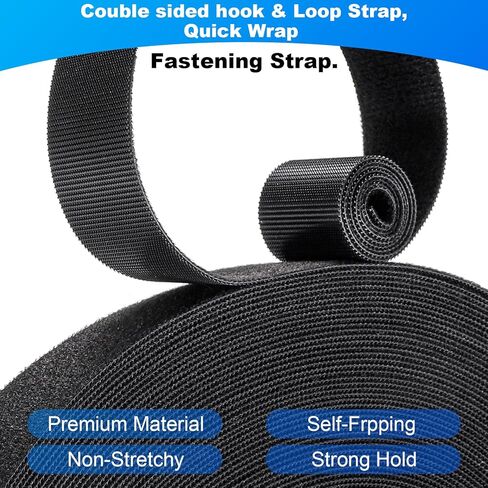 2 in x 25 FT Hook and Loop Straps Heavy Duty, Double Sided Self-Gripping Strips, Reusable Multi-Purpose Wrap Roll for Cable Management Storage and Organization in Saudi Arabia