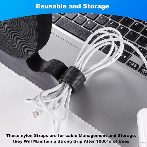 2 in x 25 FT Hook and Loop Straps Heavy Duty, Double Sided Self-Gripping Strips, Reusable Multi-Purpose Wrap Roll for Cable Management Storage and Organization in Saudi Arabia