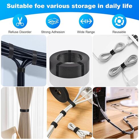 2 in x 25 FT Hook and Loop Straps Heavy Duty, Double Sided Self-Gripping Strips, Reusable Multi-Purpose Wrap Roll for Cable Management Storage and Organization in Saudi Arabia