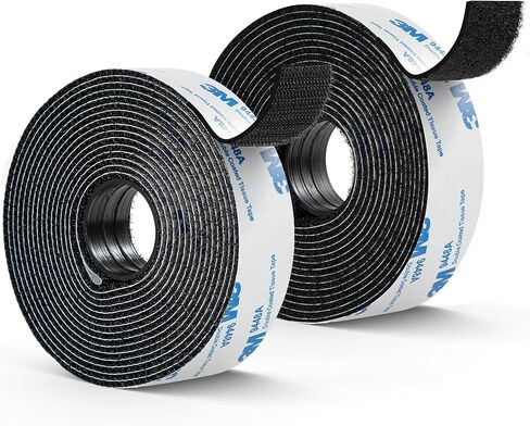 Hook and Loop Tape 1" x 12ft, Self Adhesive Strips with Strong 9448A Backing, Interlocking Nylon Fabric Fastener for Carpets, Crafts, Home, Car, Office Black in Kuwait