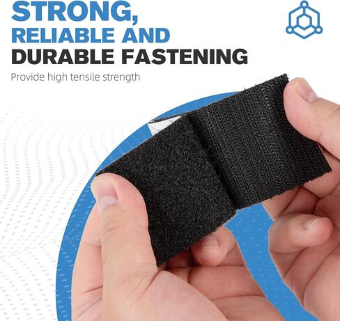 Hook and Loop Tape 1" x 12ft, Self Adhesive Strips with Strong 9448A Backing, Interlocking Nylon Fabric Fastener for Carpets, Crafts, Home, Car, Office Black in Kuwait