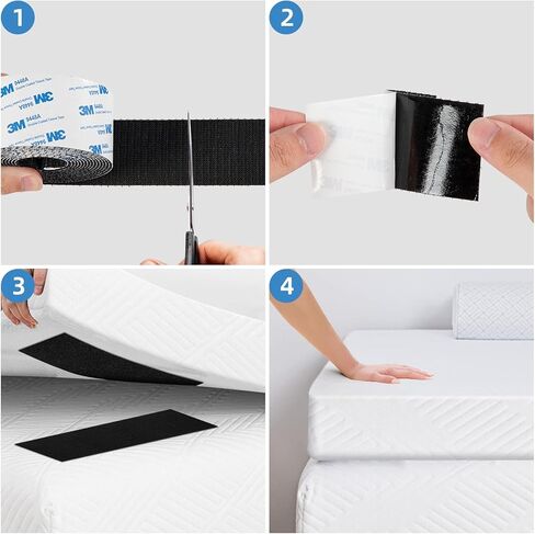 Hook and Loop Tape 1" x 12ft, Self Adhesive Strips with Strong 9448A Backing, Interlocking Nylon Fabric Fastener for Carpets, Crafts, Home, Car, Office Black in Kuwait