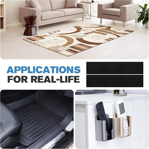Hook and Loop Tape 1" x 12ft, Self Adhesive Strips with Strong 9448A Backing, Interlocking Nylon Fabric Fastener for Carpets, Crafts, Home, Car, Office Black in Kuwait