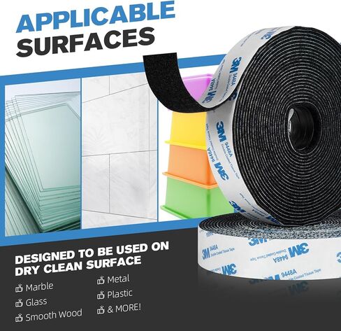 Hook and Loop Tape 1" x 12ft, Self Adhesive Strips with Strong 9448A Backing, Interlocking Nylon Fabric Fastener for Carpets, Crafts, Home, Car, Office Black in Kuwait