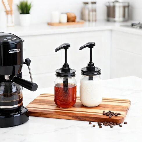 Glass Syrup Sauce Bottle with Dispenser Pump 16 Oz Mason Jar Honey Coffee Syrup Condiment Container Food Grade Airtight & Leak-Proof -2 Set in Kuwait