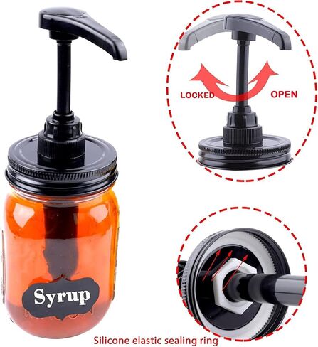 Glass Syrup Sauce Bottle with Dispenser Pump 16 Oz Mason Jar Honey Coffee Syrup Condiment Container Food Grade Airtight & Leak-Proof -2 Set in Kuwait