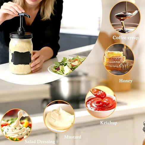 Wide Mouth Mason Jar Pump Dispenser Lid for Syrup Sauce Honey Pump Lid Coffee Syrup Lid Stainless Steel Food Grade Airtight & Leak-Proof- 4pc in Kuwait