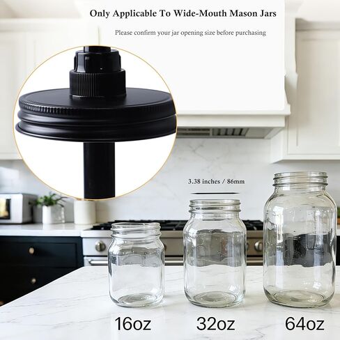 Wide Mouth Mason Jar Pump Dispenser Lid for Syrup Sauce Honey Pump Lid Coffee Syrup Lid Stainless Steel Food Grade Airtight & Leak-Proof- 4pc in Kuwait