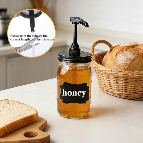 Wide Mouth Mason Jar Pump Dispenser Lid for Syrup Sauce Honey Pump Lid Coffee Syrup Lid Stainless Steel Food Grade Airtight & Leak-Proof- 4pc in Kuwait