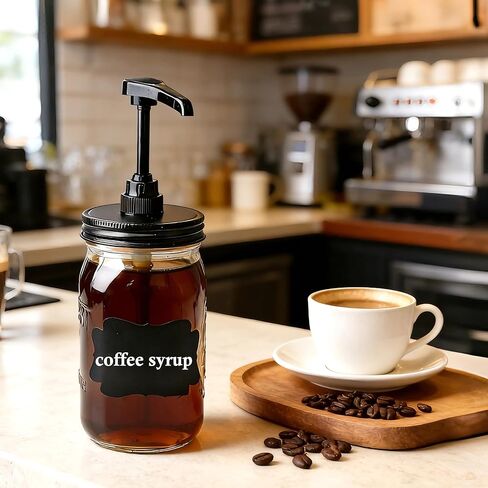Wide Mouth Mason Jar Pump Dispenser Lid for Syrup Sauce Honey Pump Lid Coffee Syrup Lid Stainless Steel Food Grade Airtight & Leak-Proof- 4pc in Kuwait