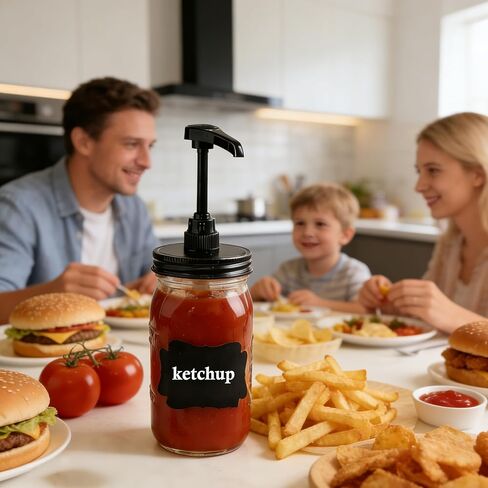 Wide Mouth Mason Jar Pump Dispenser Lid for Syrup Sauce Honey Pump Lid Coffee Syrup Lid Stainless Steel Food Grade Airtight & Leak-Proof- 4pc in Kuwait