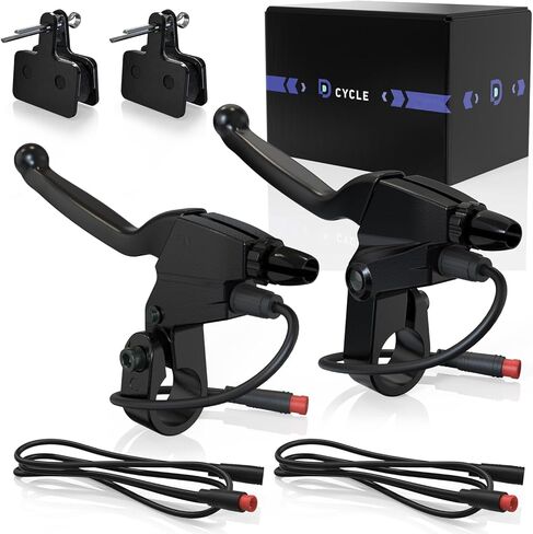 Durable Waterproof 2 pin Connector 2 Wires Left & Right Electronic Brake Lever Accessories for Electric Bicycle E-Bike Scooter (1 Pair) with semi-Metallic disc Brake Pads & Spring in Kuwait