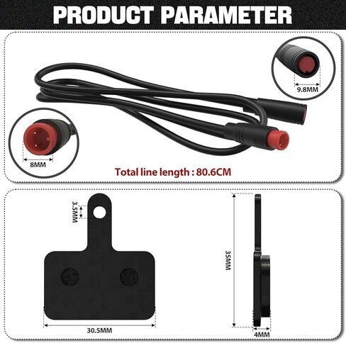 Durable Waterproof 2 pin Connector 2 Wires Left & Right Electronic Brake Lever Accessories for Electric Bicycle E-Bike Scooter (1 Pair) with semi-Metallic disc Brake Pads & Spring in Kuwait