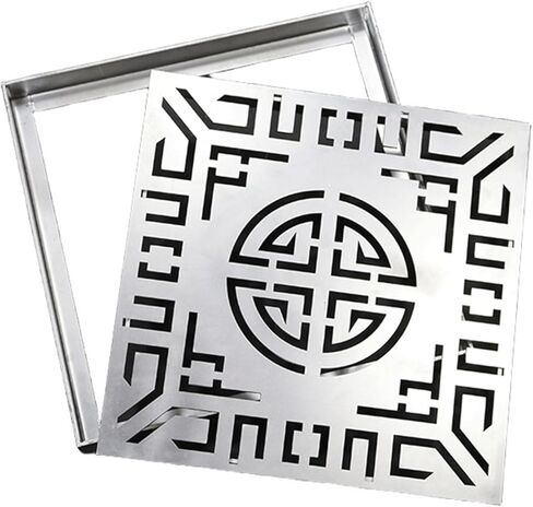 304 Stainless Steel Square Drain Grate, Outdoor Yard Sewer Cover with Frame, Removable & Anti-Clogging Design for Driveway and Garden(35cm*35cm/13.78 * 13.78in) in Kuwait
