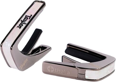 Taylor Black Chrome Finish Capo - White Pearl w/Black Taylor Logo in Kuwait