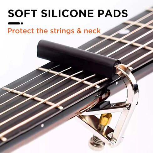 Guitar Capo - Quick Change Metal Kapo, Adjustable Capo with Memory Tension for Acoustic Electric Guitars 6 String, Clip-On Tuner for Stable Tone, Suitable for Beginners and Pros (Silver) in Saudi Arabia