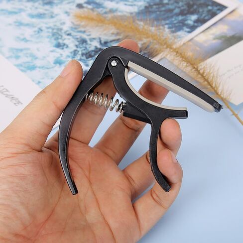 2 PCS Guitar Capo, Acoustic Guitar, Electric Guitar Capo- Banjo and, for Acoustic, Ukulele, Mandolin, Bass, Picks Black Single Handed Capo in Saudi Arabia