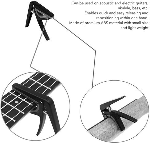Ukulele Capo with Quick Release - Professional Lightweight No Buzz Clamp for Soprano, Concert, Tenor Ukuleles, Black in Saudi Arabia