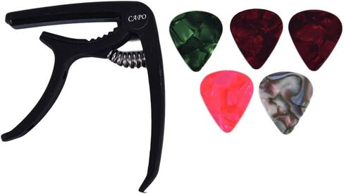 1 Guitar Capo and 5 Guitar Picks for Acoustic Electric Guitarra Accessories in Saudi Arabia
