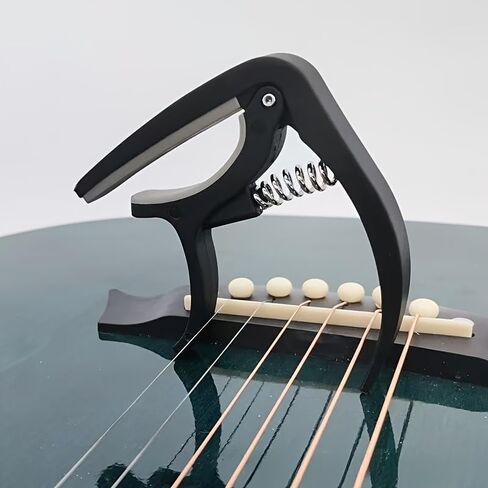 Beginner Guitar Capo - Quick Change Clamp for Acoustic & Electric Guitar,Ukulele,Mandolin, Easy to Use,Stainless Steel Spring, Rubber Pads,Portable (Black) in Saudi Arabia