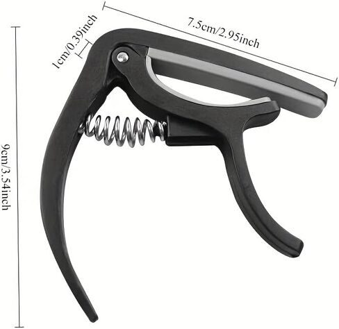 Beginner Guitar Capo - Quick Change Clamp for Acoustic & Electric Guitar,Ukulele,Mandolin, Easy to Use,Stainless Steel Spring, Rubber Pads,Portable (Black) in Saudi Arabia