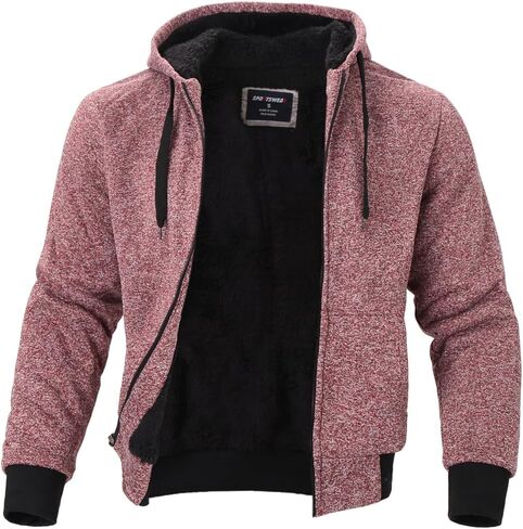 Yasumond Men's Sherpa Lined Zipper Hoodie Long Sleeve Flannel Warm Coat Fleece Cozy Jacket With Pockets for Men in Kuwait